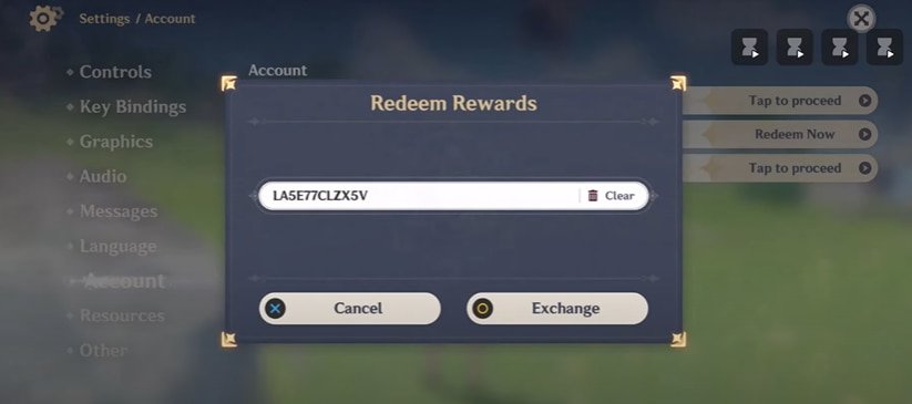 Genshin Impact codes redemption center