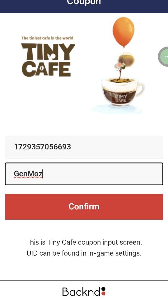 Tiny Cafe Cooking Game codes redemption center