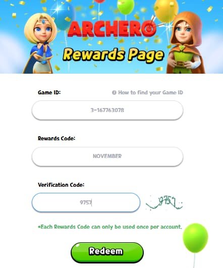 Archero Gift Codes redemption site